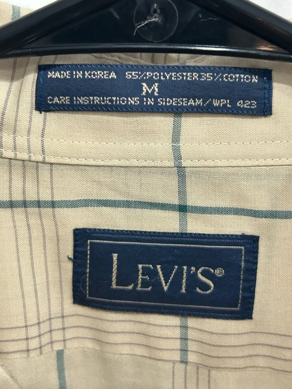 Levis Medium Mens Beige Plaid Short Sleeve Button Up Shirt Pastoral Rusticcore